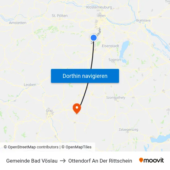 Gemeinde Bad Vöslau to Ottendorf An Der Rittschein map