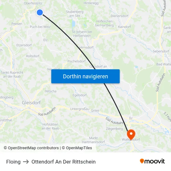 Floing to Ottendorf An Der Rittschein map