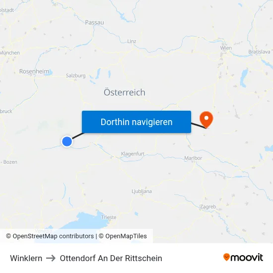 Winklern to Ottendorf An Der Rittschein map