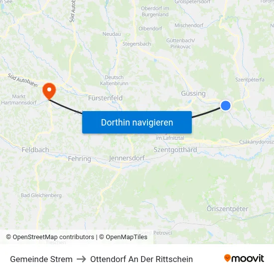 Gemeinde Strem to Ottendorf An Der Rittschein map