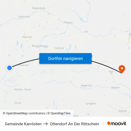 Gemeinde Karrösten to Ottendorf An Der Rittschein map