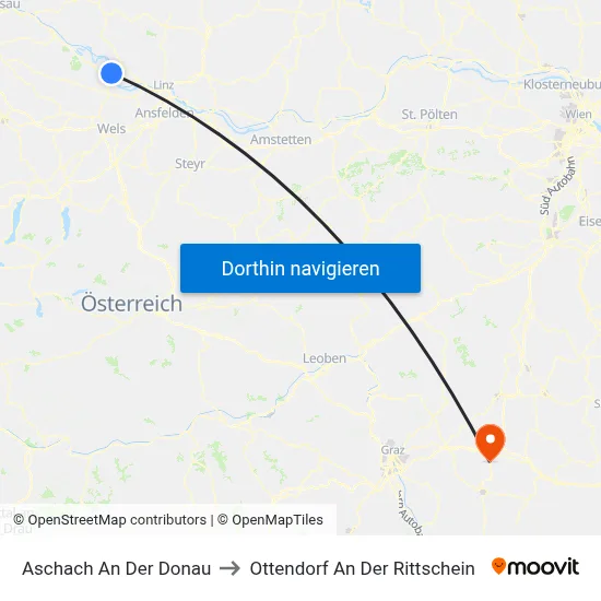 Aschach An Der Donau to Ottendorf An Der Rittschein map