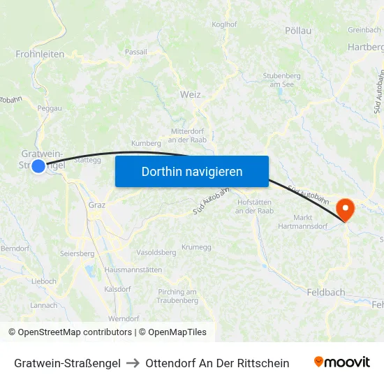 Gratwein-Straßengel to Ottendorf An Der Rittschein map