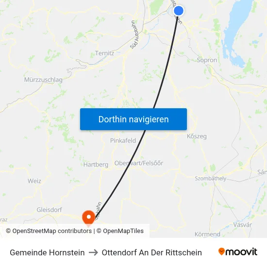 Gemeinde Hornstein to Ottendorf An Der Rittschein map