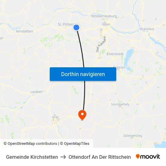 Gemeinde Kirchstetten to Ottendorf An Der Rittschein map
