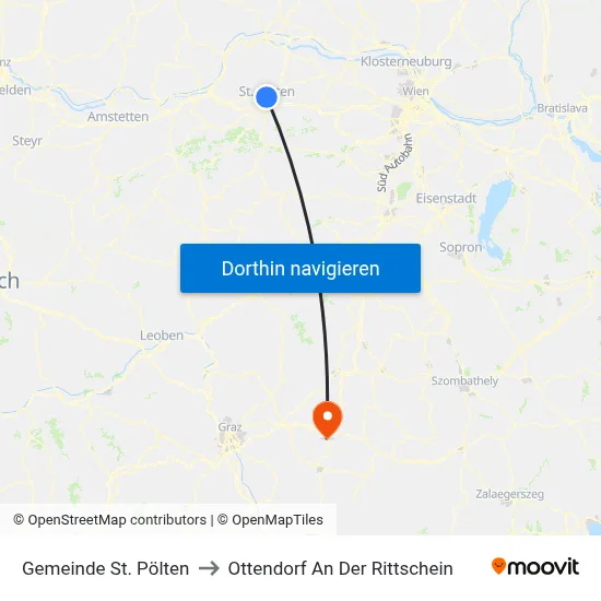Gemeinde St. Pölten to Ottendorf An Der Rittschein map