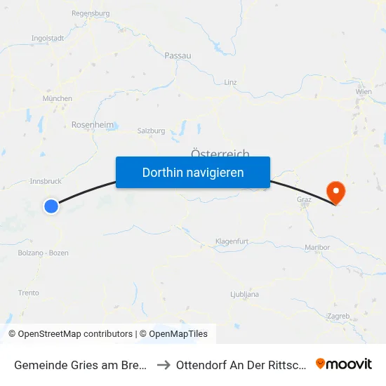 Gemeinde Gries am Brenner to Ottendorf An Der Rittschein map