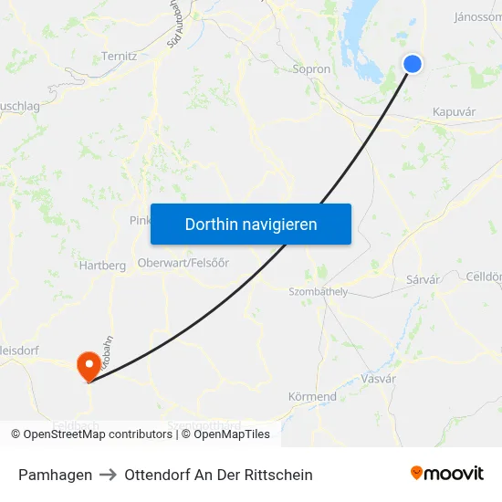 Pamhagen to Ottendorf An Der Rittschein map