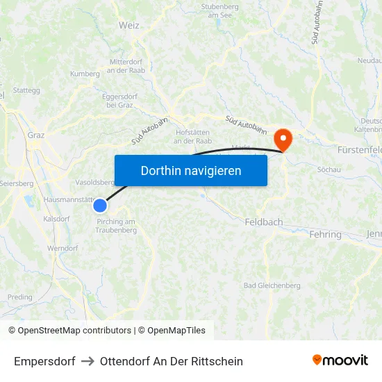 Empersdorf to Ottendorf An Der Rittschein map
