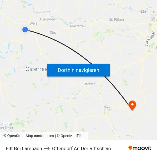 Edt Bei Lambach to Ottendorf An Der Rittschein map
