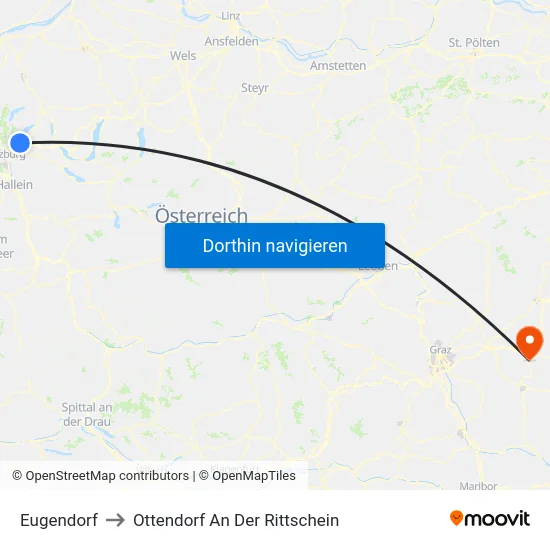 Eugendorf to Ottendorf An Der Rittschein map