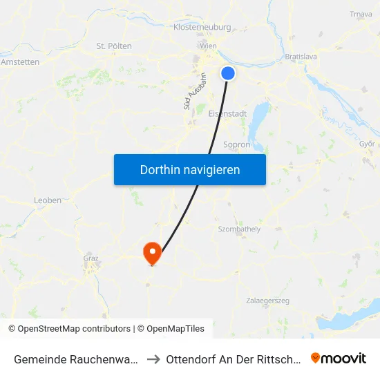 Gemeinde Rauchenwarth to Ottendorf An Der Rittschein map
