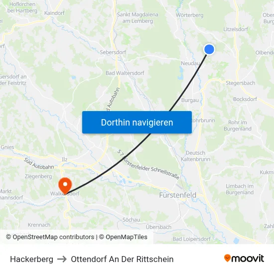 Hackerberg to Ottendorf An Der Rittschein map