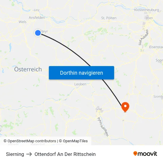 Sierning to Ottendorf An Der Rittschein map