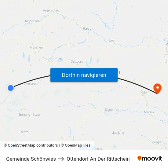 Gemeinde Schönwies to Ottendorf An Der Rittschein map
