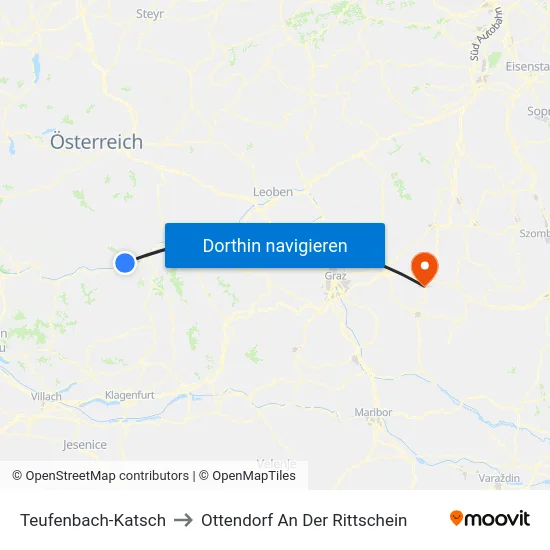 Teufenbach-Katsch to Ottendorf An Der Rittschein map