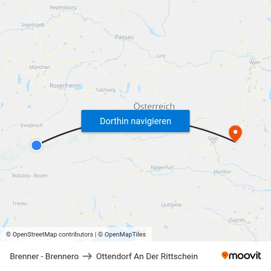 Brenner - Brennero to Ottendorf An Der Rittschein map