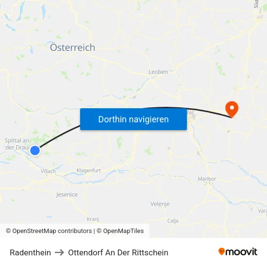 Radenthein to Ottendorf An Der Rittschein map