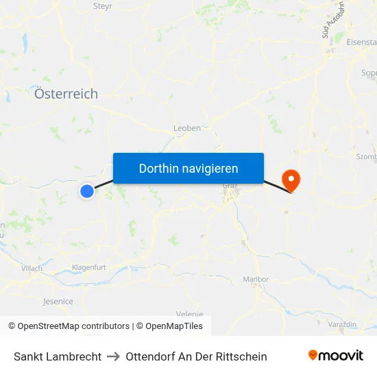 Sankt Lambrecht to Ottendorf An Der Rittschein map