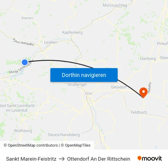 Sankt Marein-Feistritz to Ottendorf An Der Rittschein map