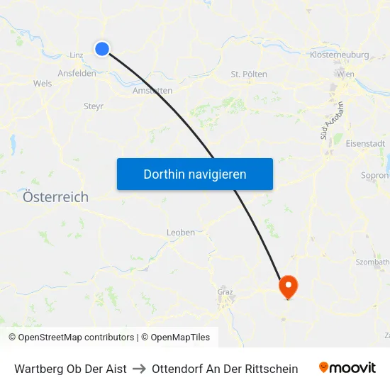 Wartberg Ob Der Aist to Ottendorf An Der Rittschein map