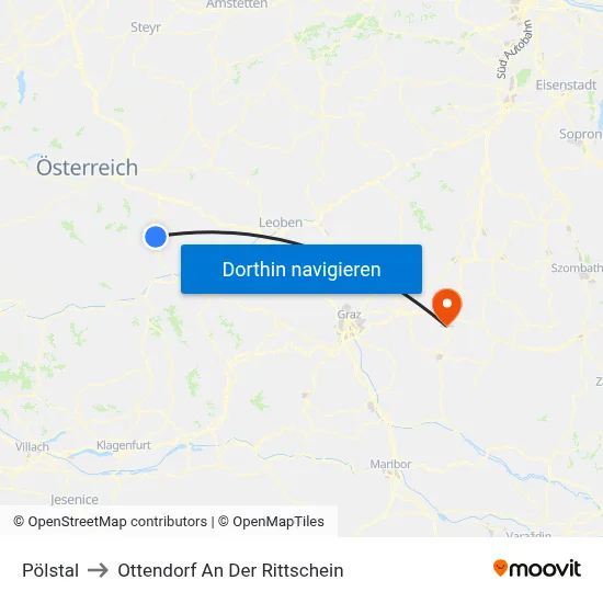 Pölstal to Ottendorf An Der Rittschein map