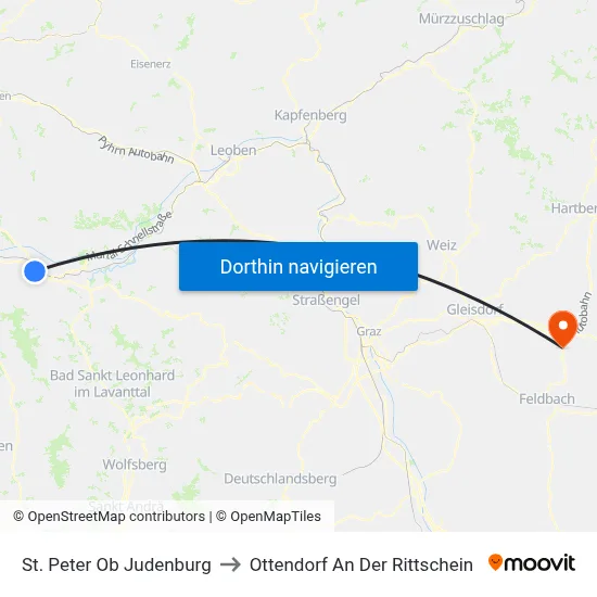 St. Peter Ob Judenburg to Ottendorf An Der Rittschein map