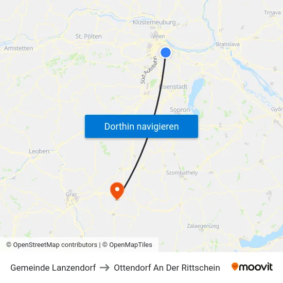 Gemeinde Lanzendorf to Ottendorf An Der Rittschein map