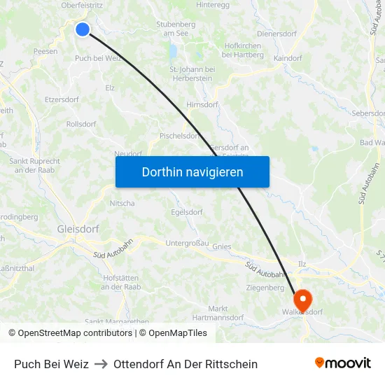 Puch Bei Weiz to Ottendorf An Der Rittschein map