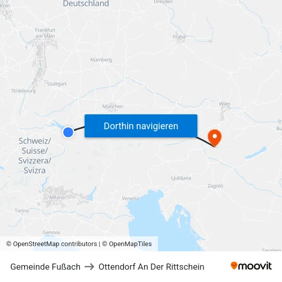 Gemeinde Fußach to Ottendorf An Der Rittschein map