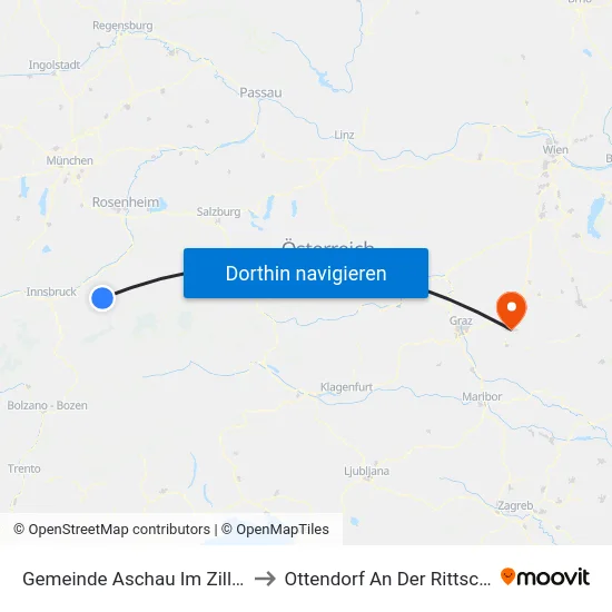 Gemeinde Aschau Im Zillertal to Ottendorf An Der Rittschein map