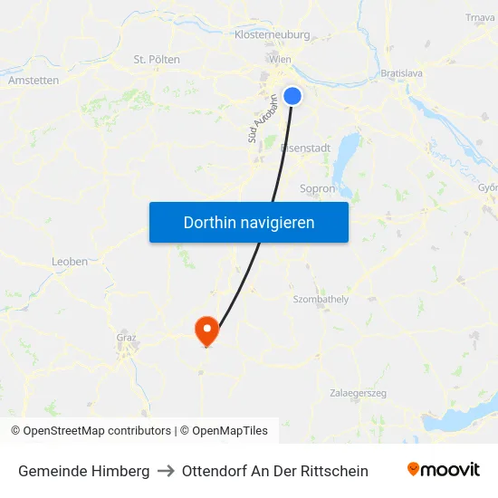 Gemeinde Himberg to Ottendorf An Der Rittschein map