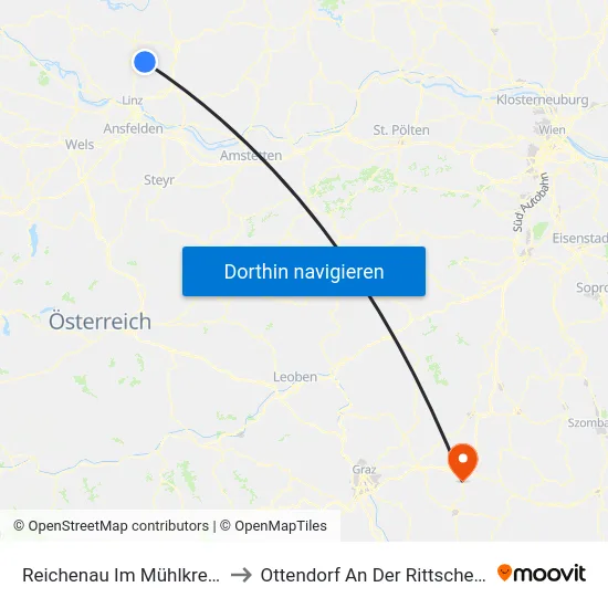 Reichenau Im Mühlkreis to Ottendorf An Der Rittschein map