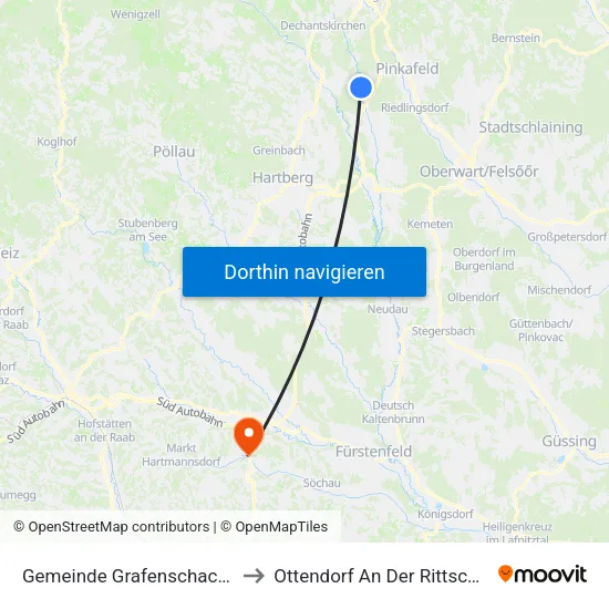 Gemeinde Grafenschachen to Ottendorf An Der Rittschein map