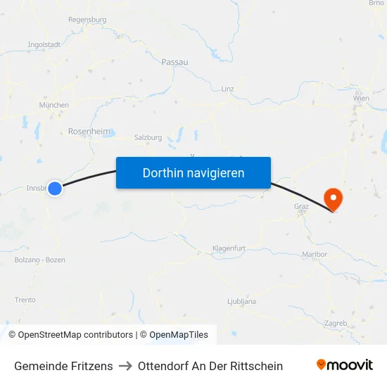 Gemeinde Fritzens to Ottendorf An Der Rittschein map