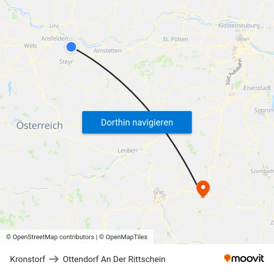 Kronstorf to Ottendorf An Der Rittschein map