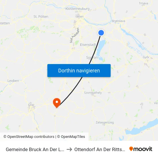 Gemeinde Bruck An Der Leitha to Ottendorf An Der Rittschein map