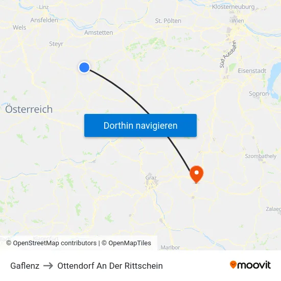 Gaflenz to Ottendorf An Der Rittschein map