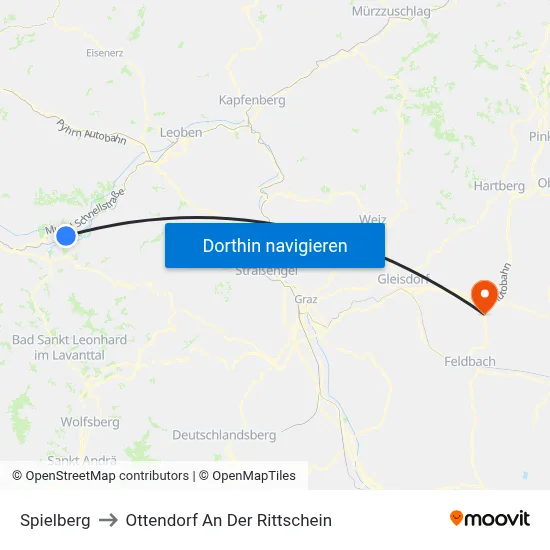 Spielberg to Ottendorf An Der Rittschein map