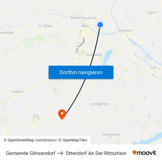 Gemeinde Glinzendorf to Ottendorf An Der Rittschein map