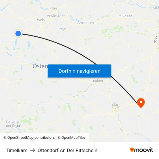 Timelkam to Ottendorf An Der Rittschein map