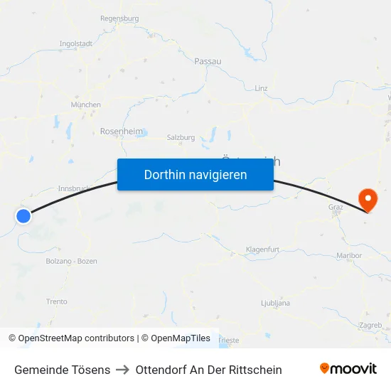 Gemeinde Tösens to Ottendorf An Der Rittschein map