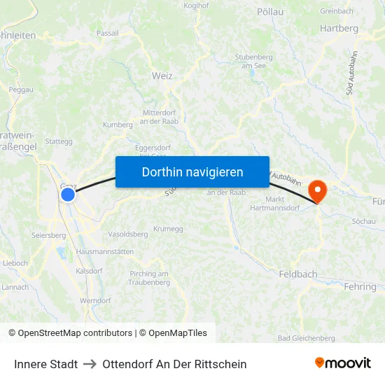 Innere Stadt to Ottendorf An Der Rittschein map