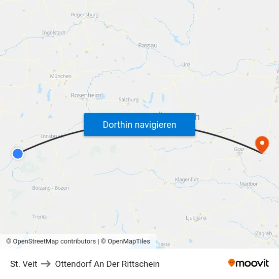 St. Veit to Ottendorf An Der Rittschein map