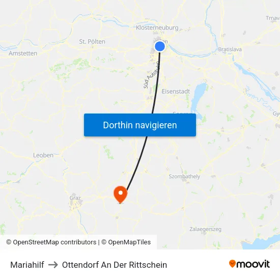 Mariahilf to Ottendorf An Der Rittschein map