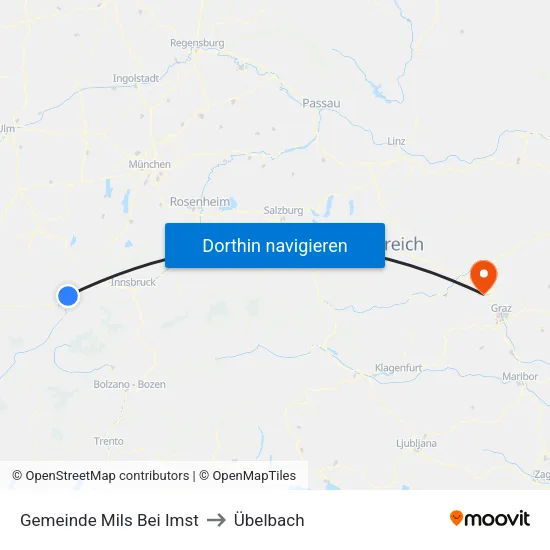 Gemeinde Mils Bei Imst to Übelbach map