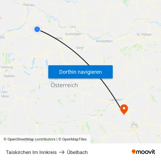 Taiskirchen Im Innkreis to Übelbach map