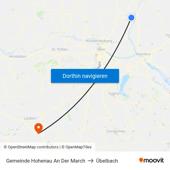 Gemeinde Hohenau An Der March to Übelbach map