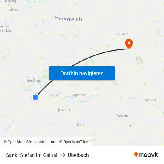 Sankt Stefan Im Gailtal to Übelbach map