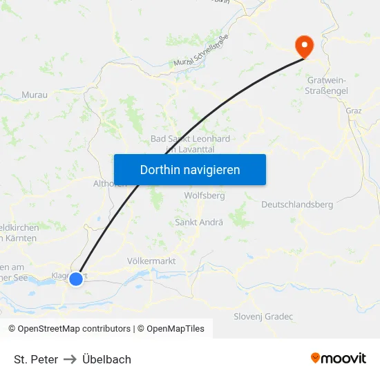 St. Peter to Übelbach map